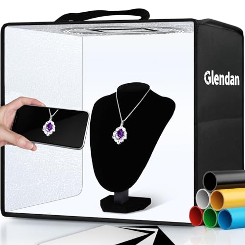 Glendan Portable Photo Studio Light Box,12"x12" Professional Dimmable Shooting Tent Kit with 112 LED Lights & 6 Backdrops for Jewelry and Small Items Product Photography - 12*12 Inch