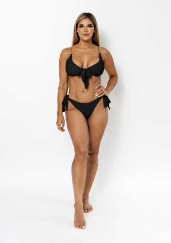 Tasha Tie Up Bikini Bottoms In Black - L