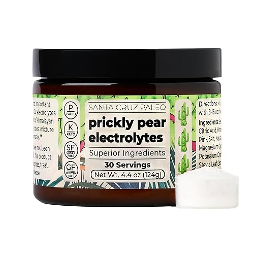 Santa Cruz Paleo Electrolyte Powder Prickly Pear with Himalayan & Sea Salt, Magnesium, Potassium, Sugar-Free, 30 Servings - Prickly Pear