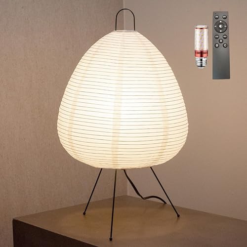 Japanese Decor Lantern Lamp • Dimmable Japanese Paper Lamp • Cozy Japandi Style Paper Lamp • Japanese Paper Lantern Light • Rice Paper Lamp • Off White Lamp (Table Lamp)