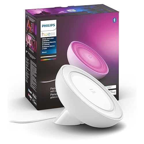 Philips Hue Bloom Smart Table Lamp, White - White and Color Ambiance LED Color-Changing Light - 1 Pack - Control with Hue App - Compatible with Alexa, Google Assistant, and Apple Homekit - Bloom