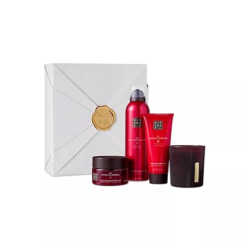 RITUALS Gift Set for Women from The Ritual of Ayurveda - Shower Gel, Body Scrub, Body Cream, Candle - with Indian Rose & Sweet Almond Oil - Medium