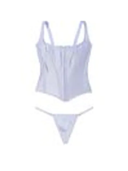 Blue Crescent Archive Satin Corset and Knicker Set