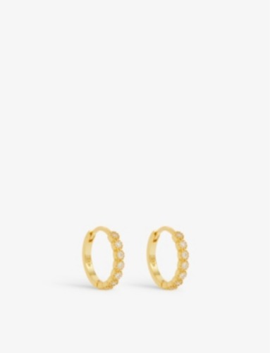 Vesla 18ct yellow-gold plated sterling-silver and cubic zirconia huggie earrings