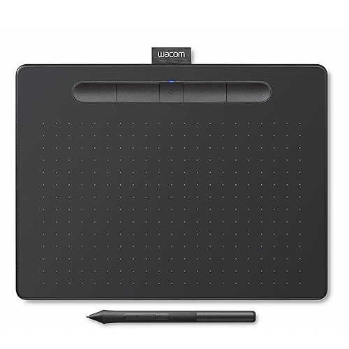 Wacom Intuos Medium Bluetooth Graphics Drawing Tablet, Portable for Teachers, Students and Creators, 4 Customizable ExpressKeys, Compatible with Chromebook Mac OS Android and Windows - Black - Black - Medium - Bluetooth