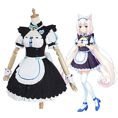 TANSHOW NEKOPARA Anime Cosplay Vanilla Maid Dress Outfit Costume Full Set Halloween Uniform Suit Blue - Medium