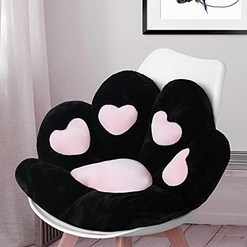 OtNiap Cute cat Paw Plush Pillows, Soft and Comfortable Sofa Cushions/Office Chair Seat Cushion Lazy Sofa Bear Paw Chair Cushion for Chair,Home, Bedroom Shop and Restaurant Decor 24"x 22" (Black) - Black - 24 Inch
