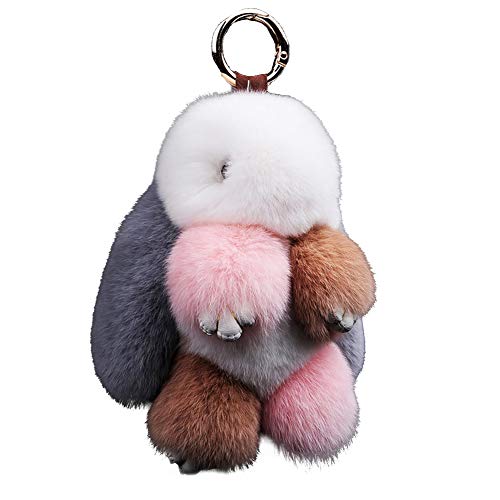 CHUANGLI Keychain Fluffy Faux Fur Keychain Handbag Pom Pom Keyring Pendant for Women Girls - B Multicolor