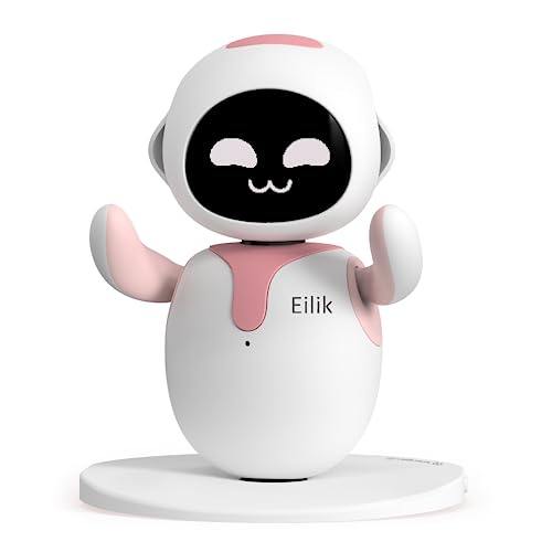 Eilik - an Electronic Cute Robot Pets Toys with Intelligent and Interactive | Abundant Emotions, Idle Animations, Mini-Games | Desk Decoration, Unique, Companion for Kids, Girls & Boys, Pink