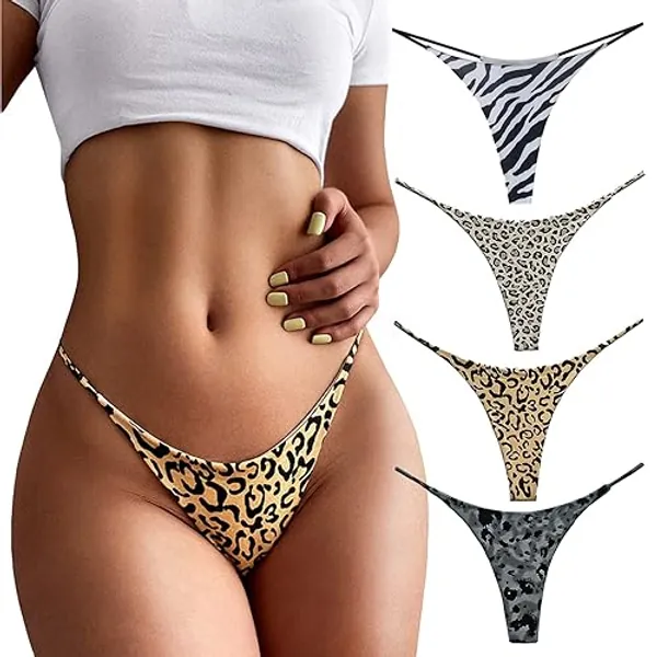 Aogda Thong for Women Cotton Underwear Low Rise Panties Woman G-String Thongs - Small - A-4 Pack