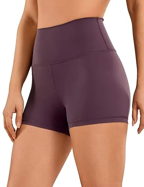 CRZ YOGA Women's Naked Feeling Biker Shorts - 3 Inches High Waisted Yoga Workout Running Spandex - Small - Arctic Plum