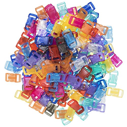 Craft County 100 or 200 Piece 3/8 Inch Contoured Side Release Plastic Buckles (Assorted Colors and Packs) - Solid Mix - 200 Pack