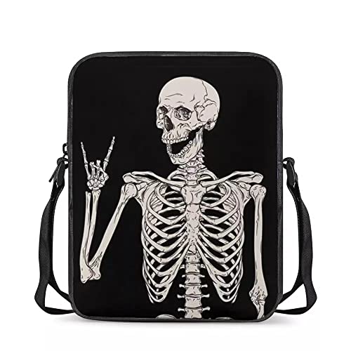 chaqlin Skull Skeleton Printed Mini Crossbody Bags,Cool Halloween Decoration Gifts for Boys Girls Messenger Bag Unisex Kids Cellphone Shoulder Handbags Wallet Handbags - Skull Skeleton