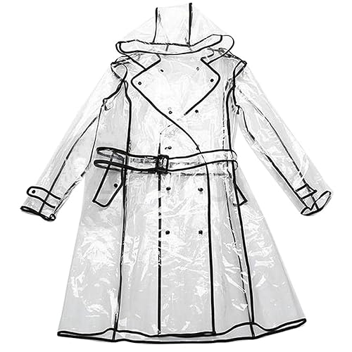 Waterproof Portable Raincoat, Rain Coats for Women Clear and Reusable Rain Resistant Poncho with Hoods and Belt for Rain Jacket Outwear, Festivals, Outdoors