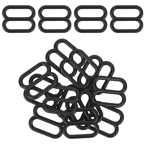 WedDecor 10mm Plastic Bra Strap Adjustable Buckles Ring, Sliders Clips for Lingerie, Underwear Garments Adjustment DIY Accessories, Backpack, Black, 30pcs - Black - 10mm - 30