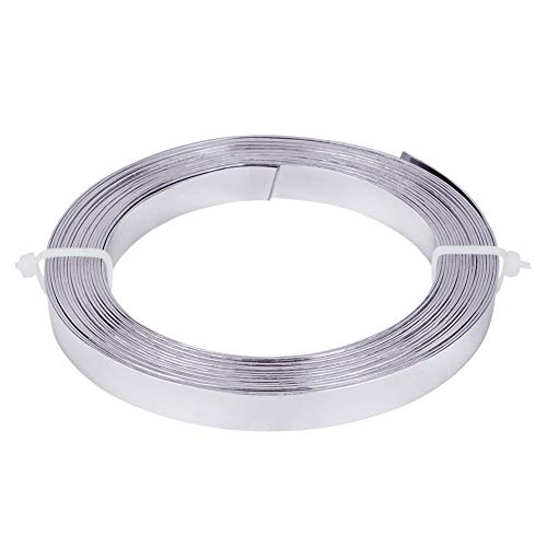 BENECREAT 5m (16.5FT) 10mm Wide Flat Jewelry Craft Wire 18 Gauge Aluminum Wire for Bezel, Sculpting, Armature, Jewelry Making - Silver - 10mm - Silver-10mm