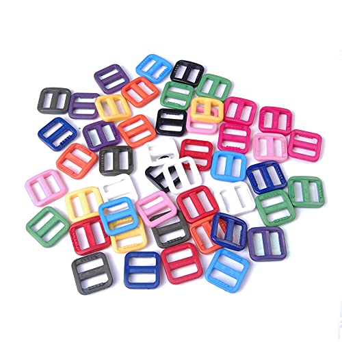 25pcs Mixed Color Plastic Slider Tri Glide Adjust Buckles for Dog Collar Harness Backpack Straps Webbing 15mm FLC092(Mix-s) by CooBigo