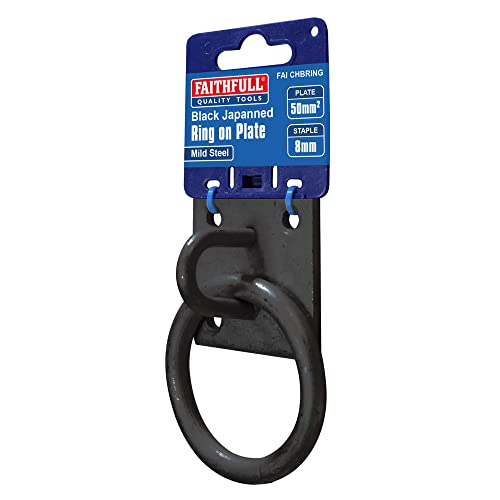 Faithfull FAICHBRING Black Jappaned Steel 8 mm Ring On Steel Plate 50 x 50 mm