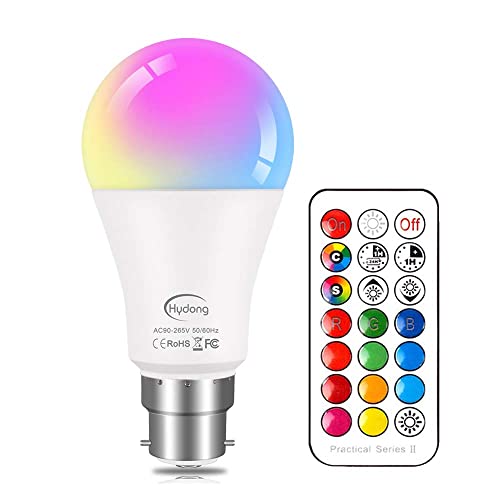 NetBoat Colour Changing Bulb B22 10W, RGBW LED Bulb Lighting with 21 Key Remote Control, Dual Function, 12 Colour Choices for Home Decoration Bar Party KTV Stage