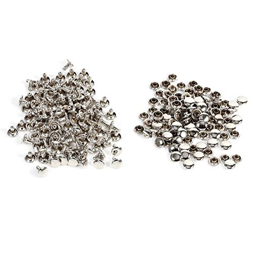 Leather Rivets, 100Pcs Double Cap Rivets Tubular Metal Studs for DIY Projects Leather Craft Sewing Repairing Decoration 8 x 8mm(Silver) - Silver