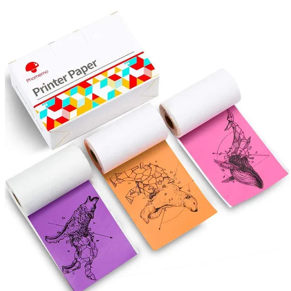 Phomemo Purple/Rose Red/Orange Thermal Paper, 50mm x 3.5m for M02/M02S/M02Pro/M03 Printer, 3 Rolls