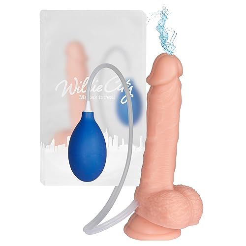 Willie City 8 inch Squirting Dildo with Balls - Realistic Ejaculating Dildo for Couples, Men & Women - Realistic Suction Cup Anal Dildo - Lifelike & Flexible Dildo - 8.27in*1.34in - 8.3 inch / Ejaculating