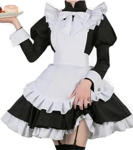 Poetic Walk Anime Womens Dress Cosplay Astolfo Maid Apron Outfit Lolita Dress Halloween Costume - Small - A Set