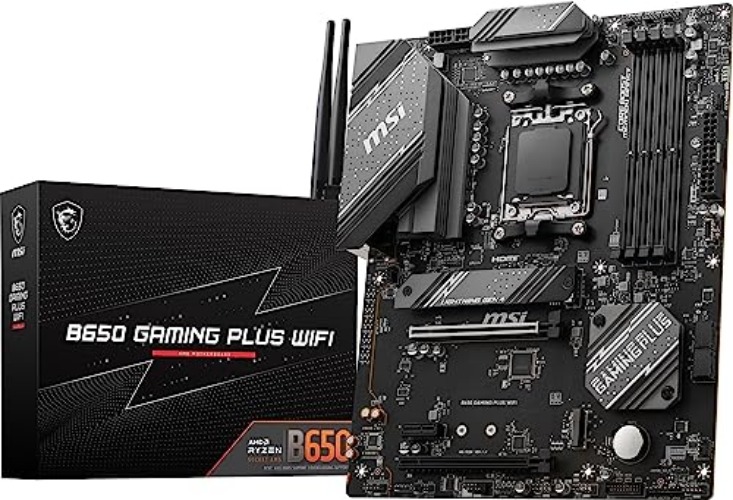 MSI B650 Gaming Plus WiFi Gaming Motherboard (AMD AM5, ATX, DDR5, PCIe 4.0, M.2, SATA 6Gb/s, USB 3.2 Gen 2, HDMI/DP, Wi-Fi 6E, Bluetooth 5.3, AMD Ryzen 7000 Series Desktop Processors) (Renewed) - ATX - B650 GAMING PLUS WIFI