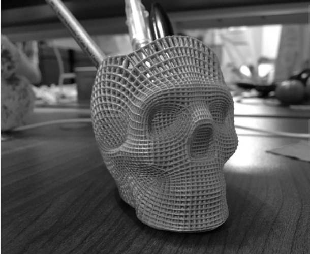 Skull Desktop Organizer | Wireframe Design | Pencil Holder - Purple