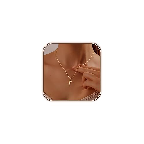 HAXIYA 14K Gold Plated Cross Necklace for Women Dainty Women's Cross Pendant Necklace Jewelry Gifts for Women Girls - Simple Cross-Gold