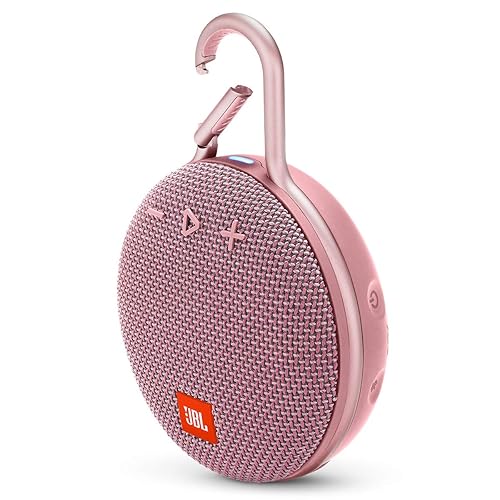 JBL Clip 3, Dusty Pink - Waterproof, Durable & Portable Bluetooth Speaker - Up to 10 Hours of Play - Includes Noise-Cancelling Speakerphone & Wireless Streaming - Pink