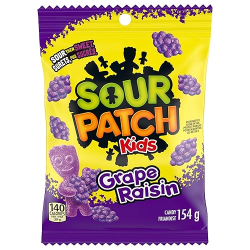 Sour Patch Kids gape Candy, Sour then Sweet, Gummy Candy, 154 g - Grape - 154g