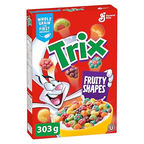 Trix Fruity Shapes Kids Breakfast Cereal Box, 303 Grams Cereal Package