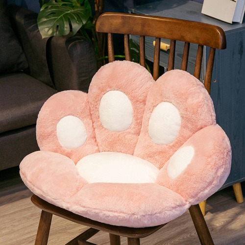 Cute Creative Toy Cat's paw Cushion Hand-Shaped Brush Plush Hip-Wrapped Chair Cushion Lazy Integrated Sofa Cushion Bedroom Floor mat - L (Pack of 1) - pink