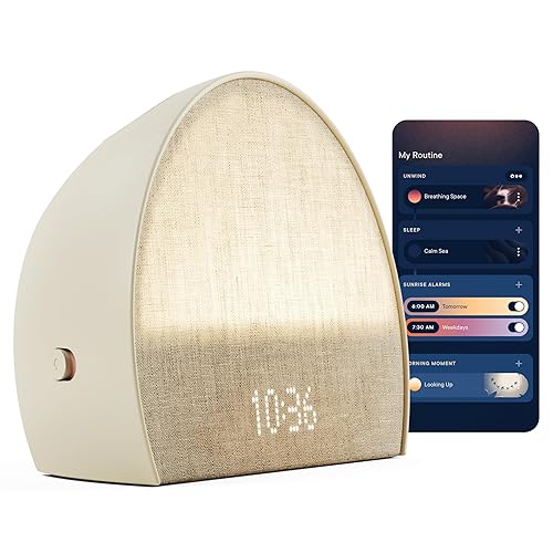 Hatch Restore 2 Sunrise Alarm Clock, Sound Machine, Smart Light (Putty) ー Your Smart Sleep Clock, White Noise, Customizable Sleep Routines for Adults, Unwind Gently, Dimmable Clock, Wake Up Energized - Putty