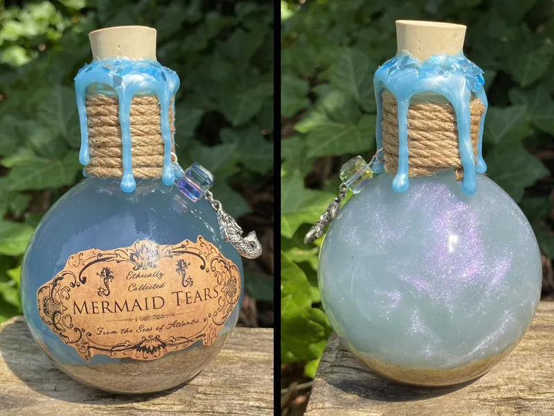 Mermaid Tears | Magical Apothecary Potion Bottle | Witch and Wizard Potion | Fantasy Potion | Bookshelf Decor | Mermaid Beach | Sea Witch