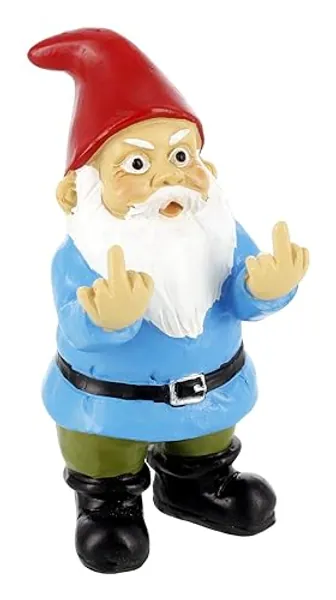 Gnometastic Mini Gnomes - Middle Finger Gnome 3.5in, Double Bird Gnome - Naughty Garden Gnome for Fairy Garden, Funny Garden Gnomes Decoration for Yard, Outdoor Lawn Ornament and Home Decor - 3in - Multicolor