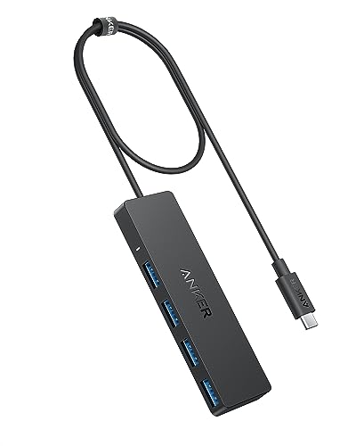 Anker USB C Hub, 4 Ports USB 3.0 Hub with 5Gbps Data Transfer, 2ft Extended Cable [Charging Not Supported], USB C Splitter for Type C MacBook, Mac Pro, iMac, Surface, XPS, Flash Drive, Mobile HDD - 2 ft - USB-C