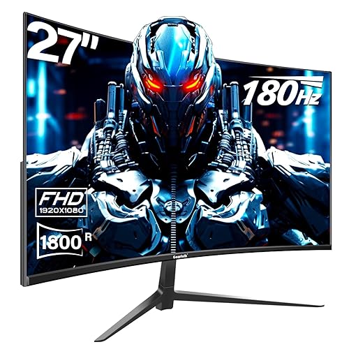 Gawfolk 27" Curved Gaming Monitor 165Hz, 144Hz PC Monitor 1ms Full HD 1080P, 1800R Frameless Computer Monitor