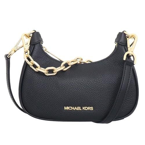 Michael Kors Cora Mini Pebbled Leather Shoulder Bag Black Gold