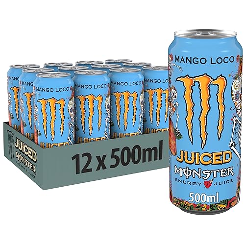 Monster Energy Mango Loco - koffeinhaltiger Energy Drink mit tropischem Fruchtgeschmack aus Mango, Guave und Ananas - in praktischen Einweg Dosen (12 x 500 ml) - Mango - 500 ml (12er Pack)