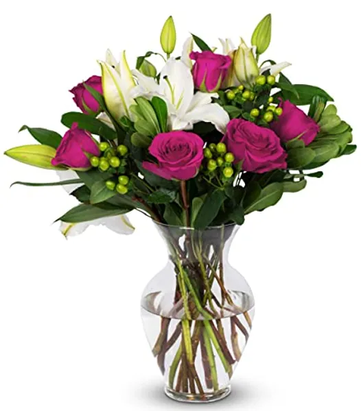 Benchmark Bouquets, Pink Elegance, Glass Vase Included, Gift Fresh Flowers for Birthday, Anniversary, Get Well, Sympathy, Congratulations, Thank You, Just Because
