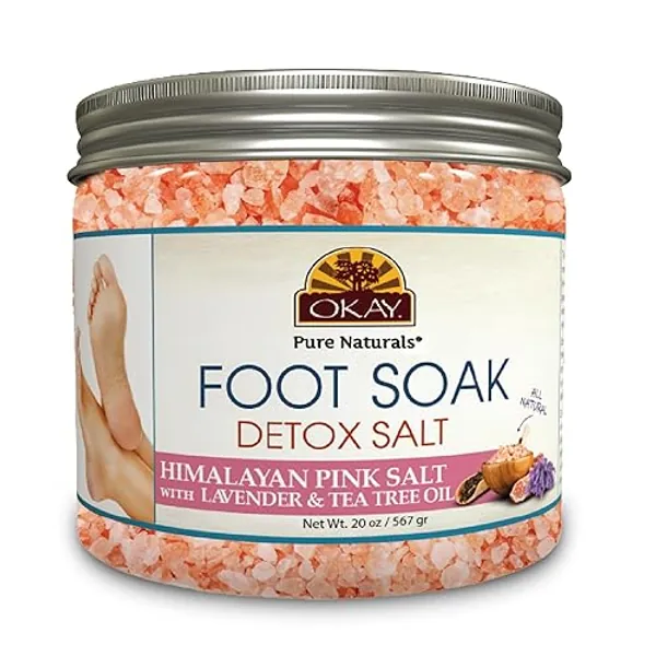 Okay Himalayan Pink Salt Detoxifying Foot Soak With & Tea Tree Oil, lavender, 20 Ounce - Fresh - 1.25 Pound (Pack of 1)