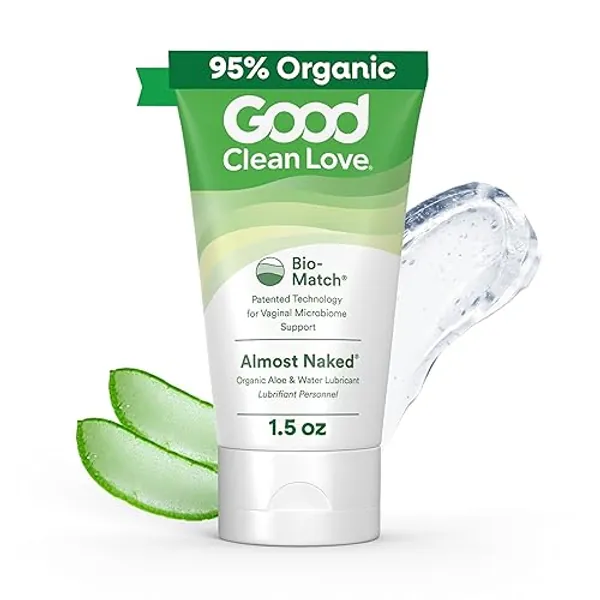Good Clean Love Almost Naked Organic Water-Based Lube, Personal Lubricant with Aloe Vera, Safe for Adult Toys & Condoms, pH-Balanced, Intimate Wellness Gel for Men & Women, 95% Organic, 1.5 Oz - 1.5 Fl Oz (Pack of 1)