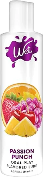 Wet Water Based Passion Punch Flavored Lubricant for Men, Women & Couples, 9 Fl Oz - Long-Lasting Premium Edible Personal Lubricant Safe to Use with Latex Condoms - Gluten Free & Sugar Free - Passion Punch - 9 Fl Oz (Pack of 1)