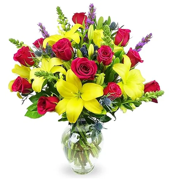 Benchmark Bouquets, Joyful Wishes, Glass Vase Included, Gift Fresh Flowers for Christmas, Holiday, Birthday, Anniversary, Sympathy, Congratulations, Thank You