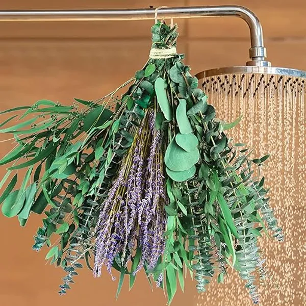 Glicrili 5 Kinds Eucalyptus & Lavender Flowers Bundles for Shower, 17'' Real Fresh Eucalyptus Leaves, Shower Wedding Home Decor, Shower Eucalyptus Haning Plants, Witchy Decor Aesthetic (75pcs)