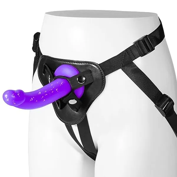 Strap On Dildo Sex Toys: Soft Strap on Harness with 7 Inch Curved Liquid Silicone Dildo Adult Toys for Pegging Play, Wearable Strap-On Realistic Dildos Anal Dildo for Men Lesbian Couple Sex Toys