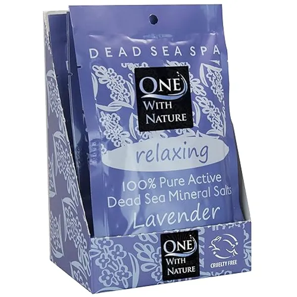 100% Pure Dead Sea Mineral Bath Salt Lavender 6 Pack 2.5 oz Single Use Packets with Magnesium, Sulfur and 21 Essential Minerals. All Skin Types, Problem Skin. Natural, Therapeutic. - Lavender - 2.5 Ounce (Pack of 6)