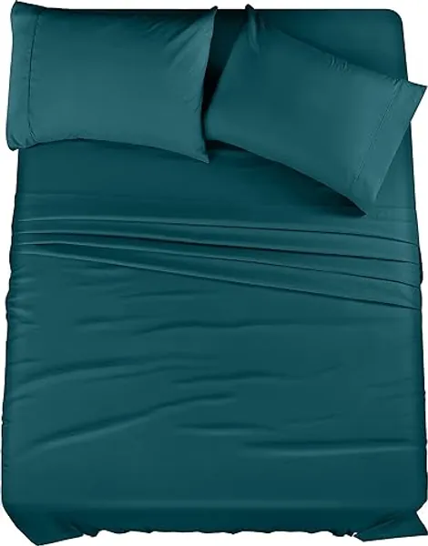 Utopia Bedding Queen Bed Sheets Set - 4 Piece Bedding - Brushed Microfiber - Shrinkage and Fade Resistant - Easy Care (Queen, Teal)